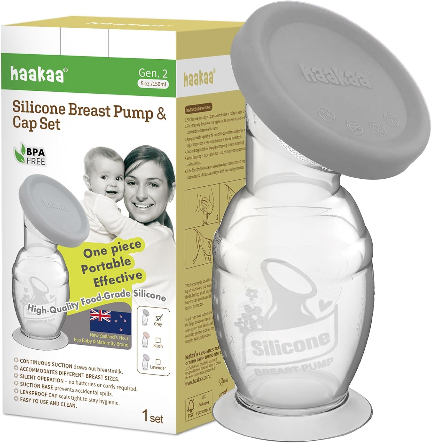 Haakaa Silicone Breast Pump 100ml Manual Hand Pump for Breastfeeding Australia