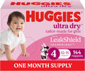Huggies Ultra Dry Nappies Girls Size 4 10-15kg 144 Count One Month Supply