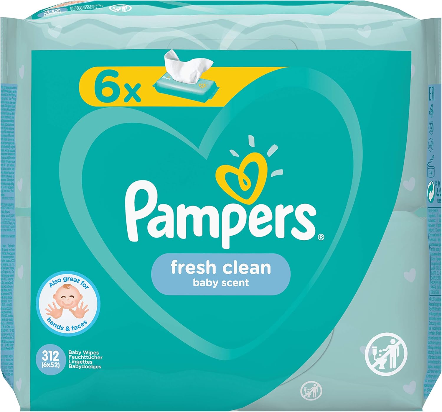 Pampers Fresh Clean Baby Wipes 6 Packs x 80 - Sensitive Skin, Australia