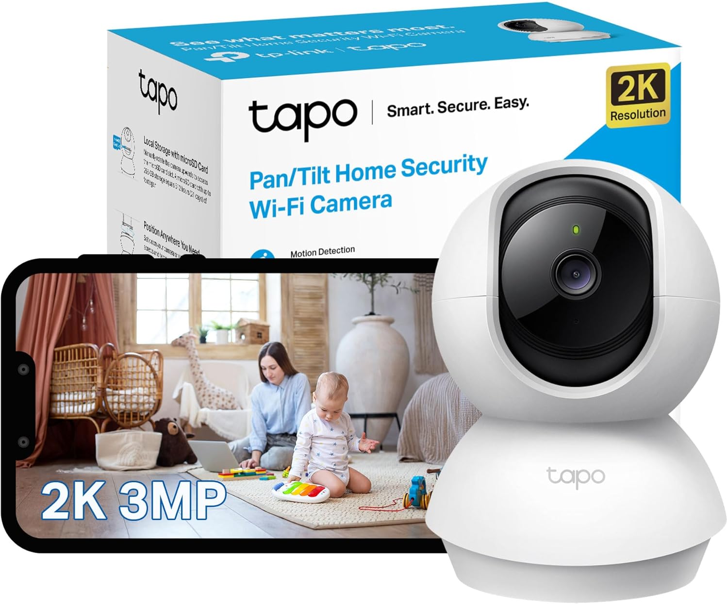 Tapo TP-Link 2K Pan Tilt Baby Monitor Camera Night Vision 2-Way Audio Australia